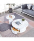 2 Pieces White MDF Round Coffee Table Set For Living Room, Bedroom