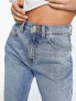 ASOS DESIGN Petite high waist 'slouchy' mom jeans in stonewash with rips