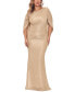 ფოტო #1 პროდუქტის Plus Size Cape Back Metallic Gown