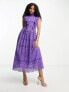 Фото #7 товара ASOS DESIGN Lace midi dress with bow back detail in purple