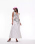 Topshop premium sleeveless broderie midi dress with removable lining in ivory