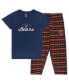 Women's Navy Chicago Bears Plus Size Badge T-shirt and Flannel Pants Sleep Set