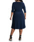 Фото #2 товара Plus Size Sweetheart Knit Wrap Dress with 3/4 Sleeves