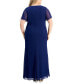 ფოტო #2 პროდუქტის Plus Size Flutter-Sleeve Embellished-Trim Gown