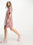 Фото #5 товара ASOS MADE IN KENYA contrast panel t-shirt dress in rose print