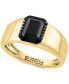 ფოტო #1 პროდუქტის EFFY® Men's Onyx & Black Diamond (1/20 ct. t.w.) Halo Ring in 14k Gold