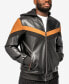 Фото #4 товара Men's Shiny Polyurethane and Faux Suede Detailing with Faux Shearling Lining Hooded Jacket