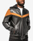 ფოტო #4 პროდუქტის Men's Shiny Polyurethane and Faux Suede Detailing with Faux Shearling Lining Hooded Jacket