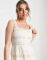 Miss Selfridge broderie frill detail strappy midi dress in cream