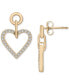 ფოტო #1 პროდუქტის Diamond Heart Drop Earrings (1/2 ct. t.w.) in 14k Gold, Created for Macy's