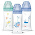 DODIE 3er-Set Sensation+ Anti-Colic-Babyflaschen 330 ml +6 Monate, Flachsauger, Flow 3 Sea Blue und Air Green