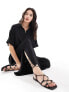 The Frolic vanora relaxed beach trouser co-ord in black