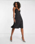 Extro & Vert Tall strappy midi dress n black satin