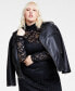 Фото #4 товара Plus Size Faux-Leather Long-Sleeve Moto Jacket, Created for Macy's