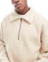 ADPT teddy fleece collared half zip in cream