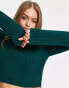 Monki ribbed knitted sweater in forest green