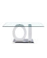 Фото #2 товара Contemporary Design Tempered Glass Dining Table With MDF Middle Support And Stainless Steel Base