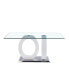 Contemporary Design Tempered Glass Dining Table With MDF Middle Support And Stainless Steel Base