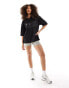 Bershka v-neck oversized football shirt in black