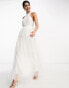 Vila Bridal halterneck tulle midi dress with tiered skirt in white