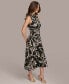 Фото #2 товара Donna Karan Women's Floral-Print Mock-Neck Midi Dress