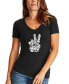 Women's V-neck Word Art Peace Out T-shirt