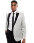 ASOS DESIGN slim contrast lapel tuxedo suit jacket in black and silver Черно-серебристый, Chest 38 Short - фото #1