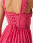 Фото #2 товара ASOS DESIGN fluffy dobby milkmaid bust pleated mini dress in hot pink