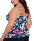 Фото #3 товара Plus Size Floral-Print Tiered Tankini Top, Created for Macy's