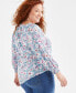 Фото #4 товара Plus Size Printed Gathered V-Neck Top, Created for Macy's