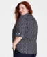 ფოტო #2 პროდუქტის Plus Size Cotton Printed Roll-Tab Shirt