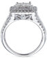 ფოტო #4 პროდუქტის Diamond Princess Quad Cluster Halo Engagement Ring (2 ct. t.w.) in 14k White Gold