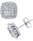 Diamond Halo Cluster Stud Earrings (1 ct. t.w.) in 14k White Gold