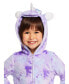 ფოტო #3 პროდუქტის Toddler|Child Girls Plush Flannel Fleece Onesie Sleepwear with Animal Face Hood, Flame Resistant, Footless, Half Zip Kids Pajamas