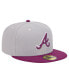 ფოტო #4 პროდუქტის Men's Gray/Purple Atlanta Braves Two-Tone Color Pack 59FIFTY Fitted Hat