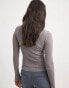 NA-KD high neck fine knit top in grey