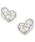 ფოტო #1 პროდუქტის Women's Silver Embellished Heart Drop Earrings