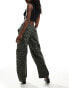 Фото #5 товара Pull&Bear slouchy wide leg jean in khaki leopard print