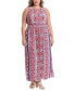 Фото #3 товара Plus Size Halter Keyhole Printed Maxi Dress