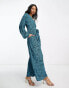 Фото #4 товара Whistles wide leg jumpsuit in blue ditsy floral