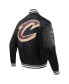 ფოტო #3 პროდუქტის Men's Black Cleveland Cavaliers Script Tail Full-Snap Satin Varsity Jacket