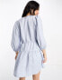 Фото #6 товара & Other Stories linen tie detail mini dress in blue