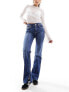 Фото #1 товара Mango straight leg jeans in dark wash blue