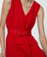 ფოტო #5 პროდუქტის Women's Pockets Detail Belted Dress