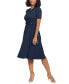 Women's Puff-Sleeve Tab-Detail Fit & Flare Dress