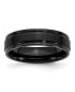 Stainless Steel 6mm Black IP-plated Brushed Edges Band Ring
