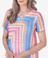 ფოტო #4 პროდუქტის Women's Paradise Island Short Sleeve Spliced Stripe Top