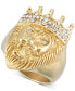 ფოტო #3 პროდუქტის Crystal Lion Ring in Gold-Tone Ion-Plated Stainless Steel
