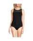 Фото #1 товара Women's D-Cup Chlorine Resistant Smoothing Control Mesh High Neck Tankini Swimsuit Top