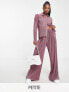 Фото #1 товара Glamorous Petite wide leg plisse trousers in purple spot co-ord